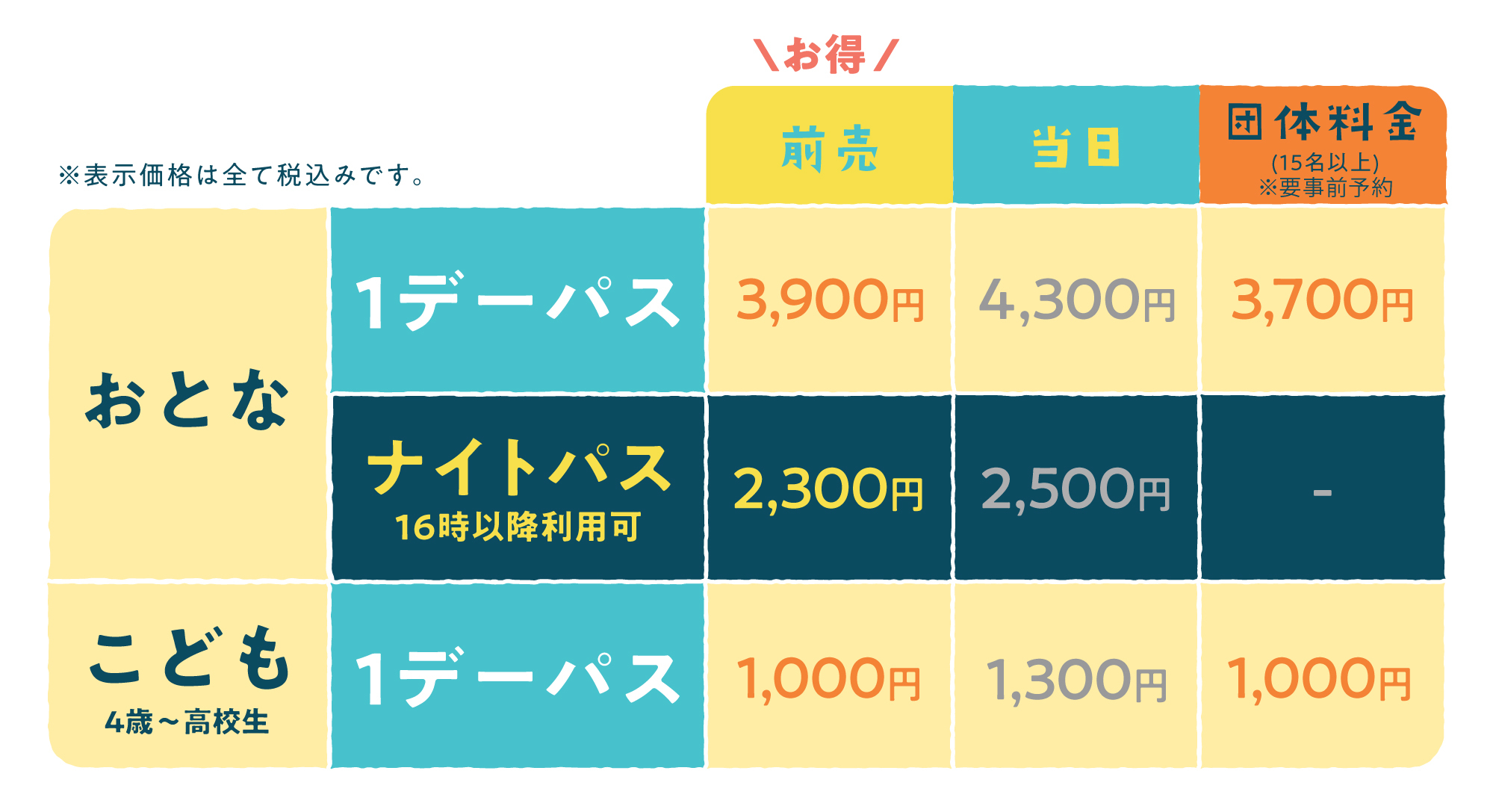 公式】料金案内 | ムーミンバレーパーク・メッツァビレッジ｜metsa（メッツァ）